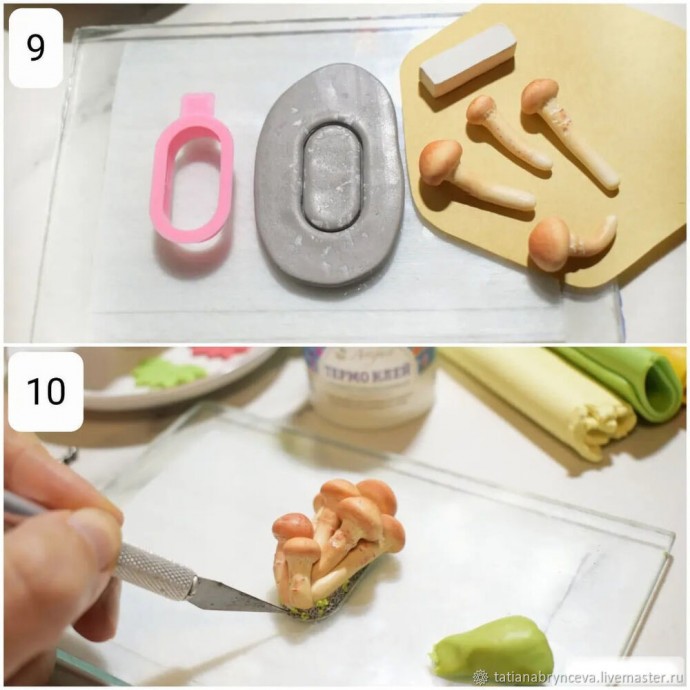 Брошь с опятами из полимерной глины Брошь с опятами из полимерной глины