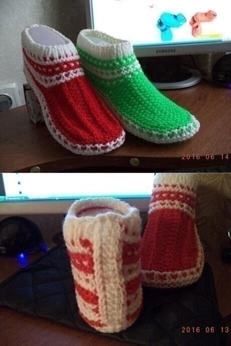 Тапочки спицами