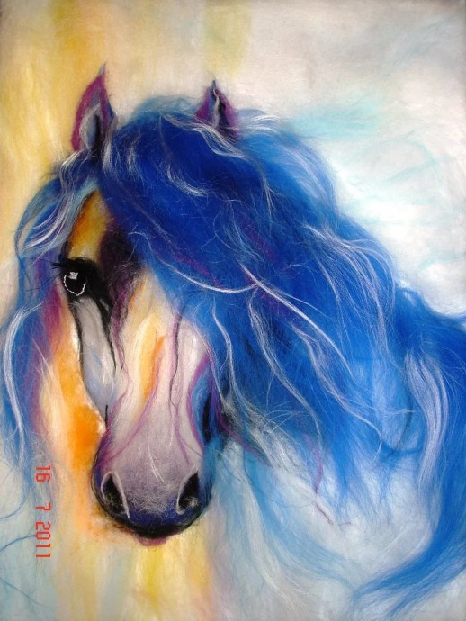 Лошади в технике шерстяной акварели: восхитительные идеи