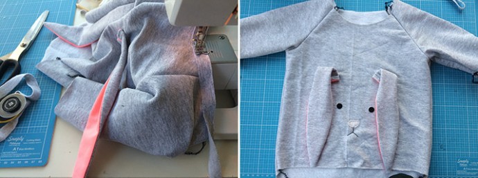 Мастер-класс: кофточка с ушками зайчика из футера