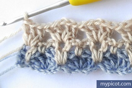 Разноцветный узор, вязаный крючком