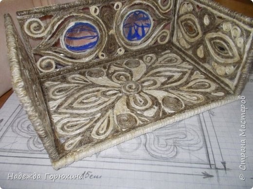 ​Шкатулка в технике джутовой филиграни