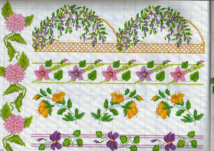 Цветочные орнаменты и бордюры: подборка схем Цветочные орнаменты и бордюры: подборка схем