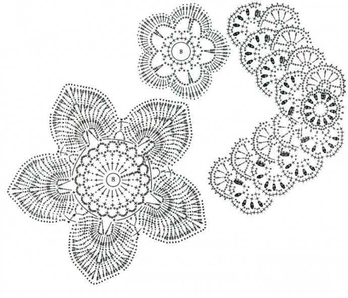 Красивые узоры крючком в виде цветов