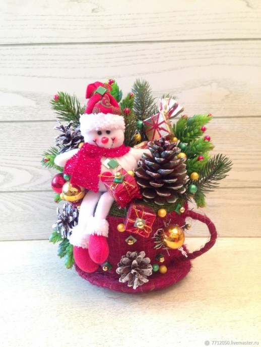 Рождественские кружечки из сизаля