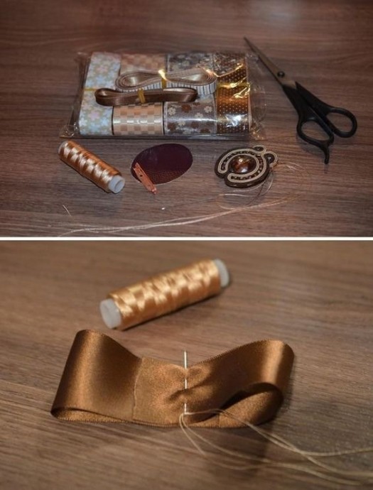 Делаем брошь из лент