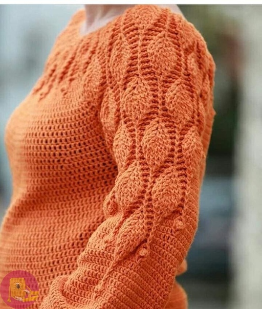 Джемпер "Листья" крючком