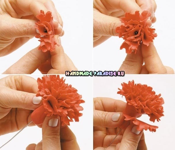 Гвоздика из холодного фарфора