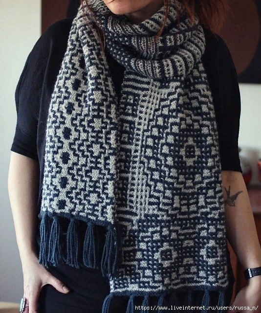 Шарф Long Fringed ленивым жаккардом