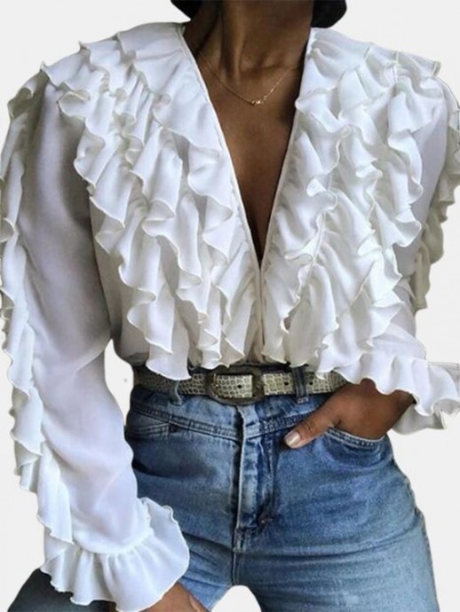 Нарядные блузы с пышными воланами: идеи для швейного вдохновения