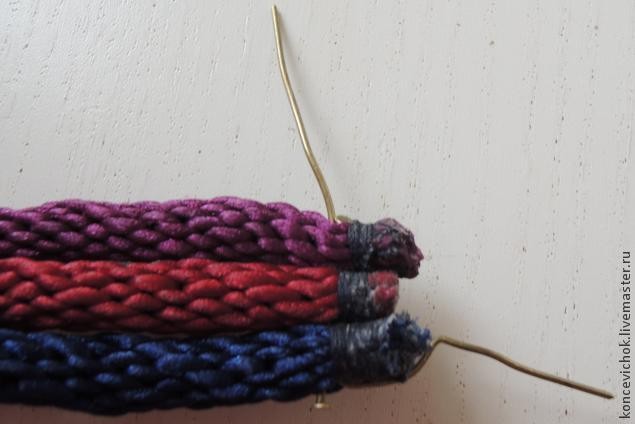 Браслет-коса из шнуров кумихимо