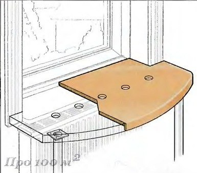 Подоконник-стол для небольших комнат