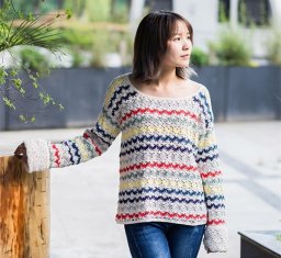 Полосатый пуловер крючком