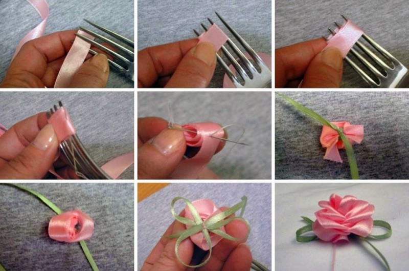 Простой и красивый способ сделать цветы из лент