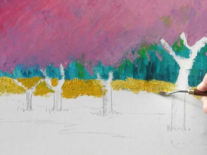 ​Рисуем розовый лес