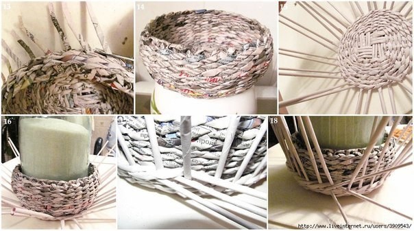 Шкатулка, плетенная из газетных трубочек