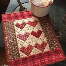 Лоскутные панно с простыми сердечками