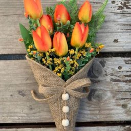 Кулёчек для упаковки цветов из мешковины