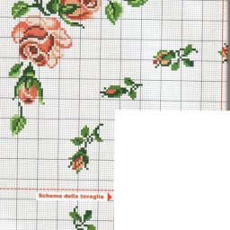 Цветочные узоры для вышивки углов скатерти