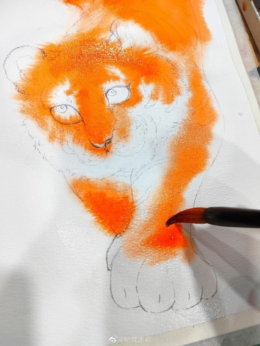 ​Урок рисования акварелью: тигр