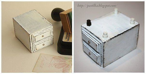 Маленький шебби-комодик из спичечных коробков