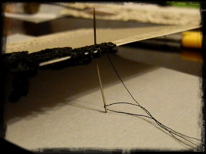 Закрепление кружева в работе в технике скапбукинг