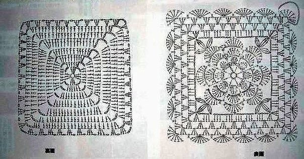 Бабушкин квадрат с цветком по центру Бабушкин квадрат с цветком по центру