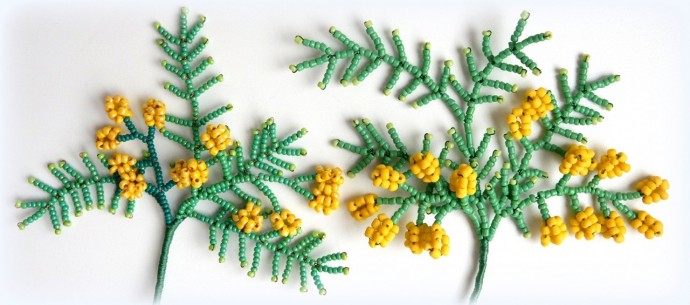 Веточка мимозы из бисера Веточка мимозы из бисера