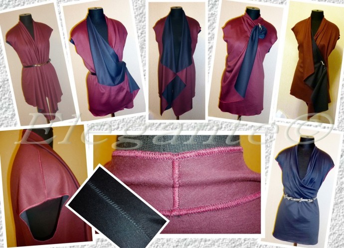 Жилет или кардиган из двулицевого джерси