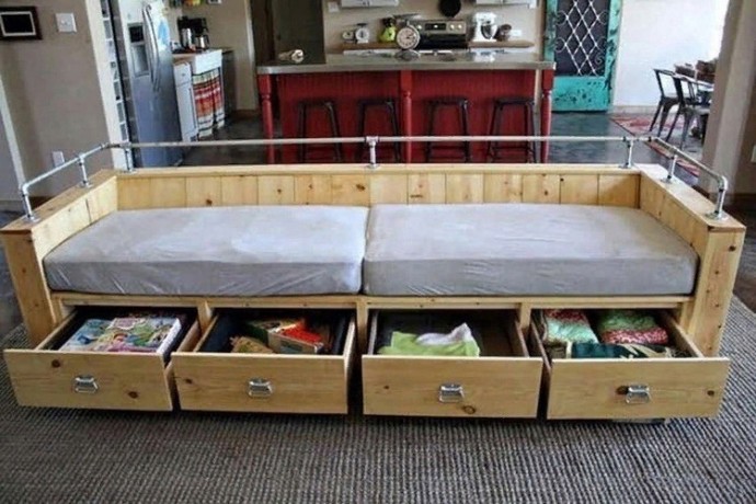 Диван-кровать с ящиками для хранения