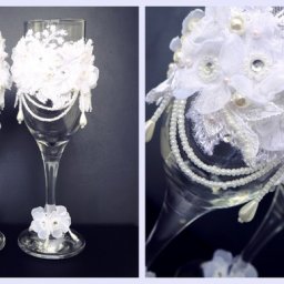 Декорирование свадебных бокалов