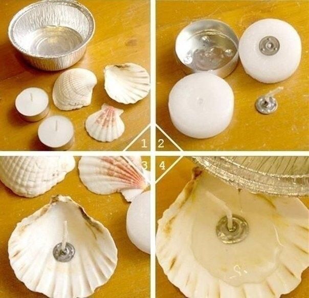 Морская тема: делаем свечи из ракушек