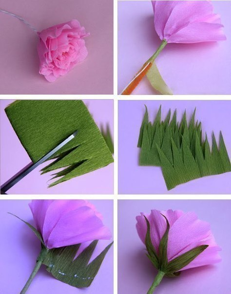Очень красивые цветы из гофрированной бумаги