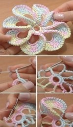 Большое количество вариантов прекрасных вязаных цветов