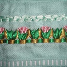 Вышивка лентами на полотенцах