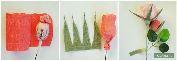 Роза из гофрированной бумаги