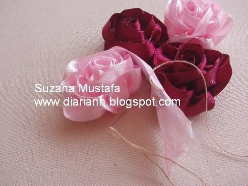 Вышивка лентами: розочки