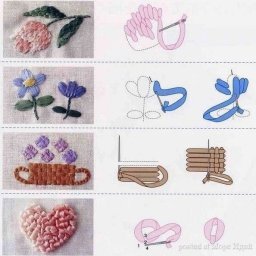 Стежки для вышивания гладью нитками и лентами