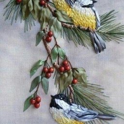 Потрясающая вышивка с птичками