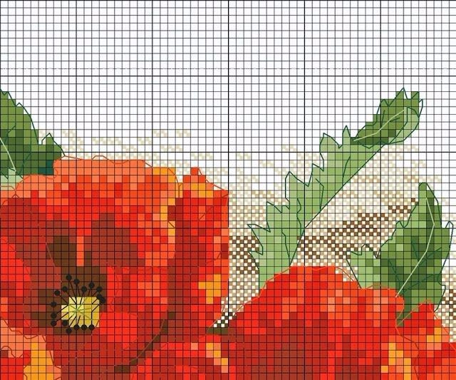 Роскошная вышивка крестом: маки