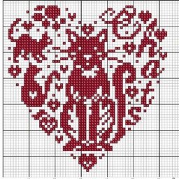 ​Сердечные узоры с кошечками