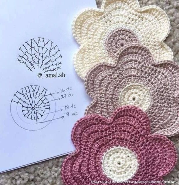 Схемы вязания простых цветочков