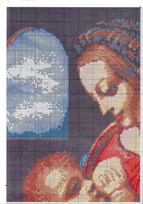 ​Вышивка крестиком "Мадонна с младенцем"