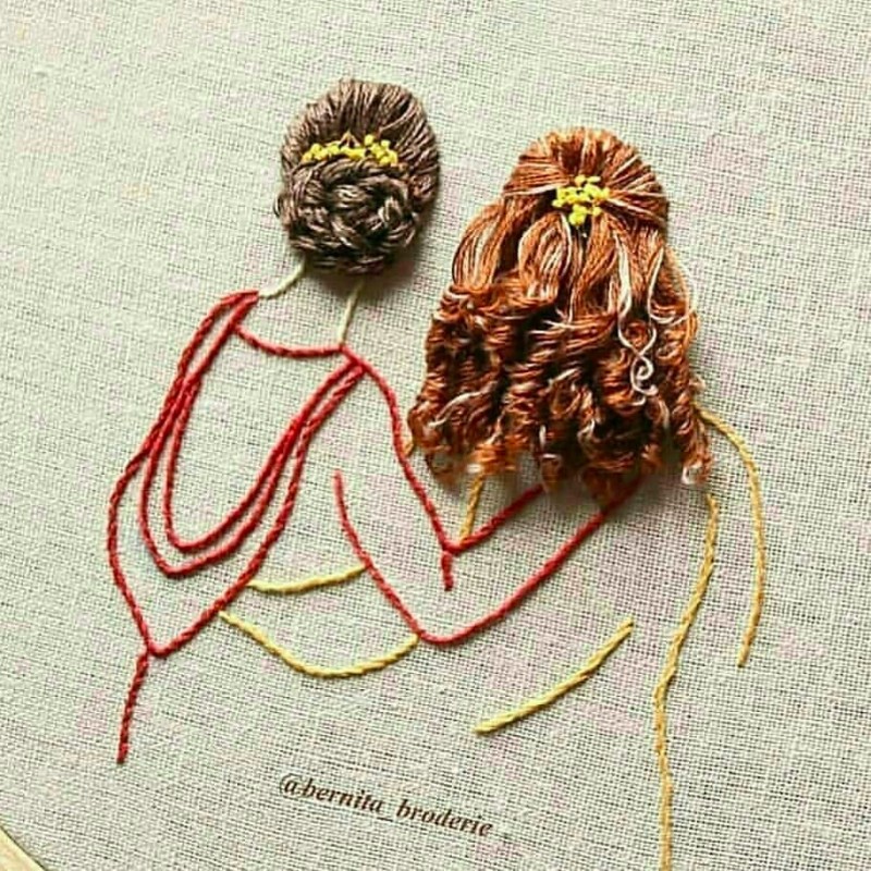 Вышивки с объемными волосами: новые идеи