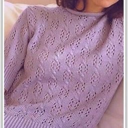 ​Простой ажурный узор для вязания спицами летней кофты, топа или пуловера