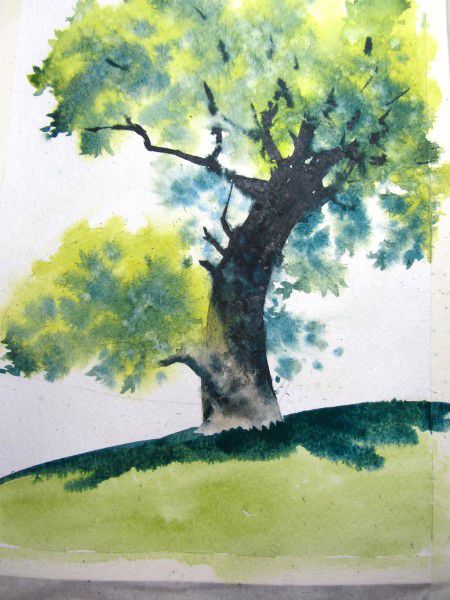 Рисуем дерево акварелью