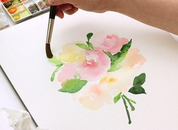 Нежные цветы акварелью