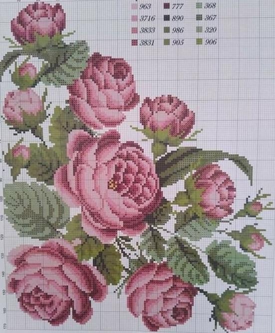 Схемы вышивки шикарных цветочков