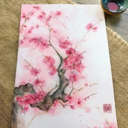 Урок рисования акварелью "Цветущее дерево"