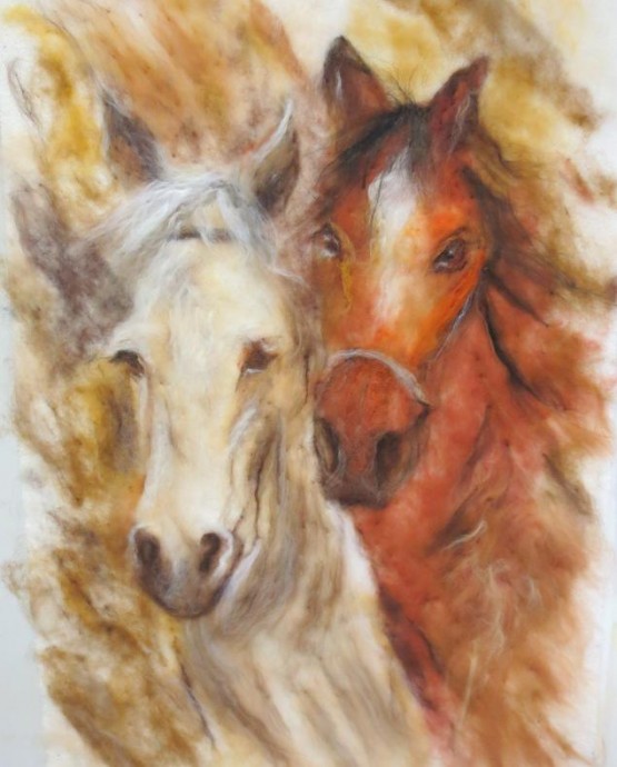 Лошади в технике шерстяной акварели: восхитительные идеи